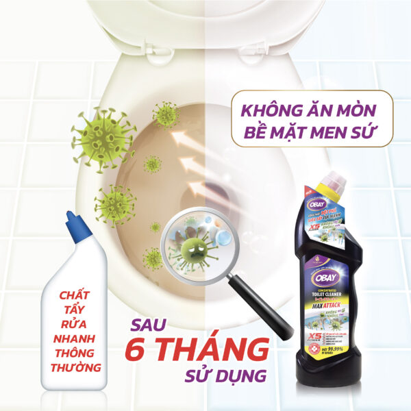 Nước tẩy bồn cầu & vệ sinh nhà tắm Obay 960ml - Hình ảnh 3