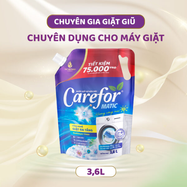 Nước giặt xả đậm đặc Carefor Matic 3600ml ( hương nắng mai) - Hình ảnh 2