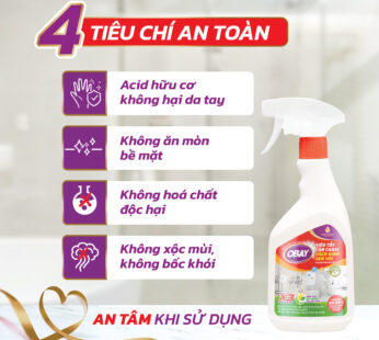 Siêu tẩy cặn Canxi Obay 450ml ( tẩy vách kính, sen vòi, lavabo, chậu rửa bát…)