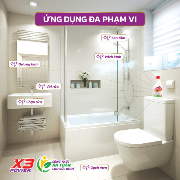 Siêu tẩy cặn Canxi Obay 450ml ( tẩy vách kính, sen vòi, lavabo, chậu rửa bát…) - Hình ảnh 5