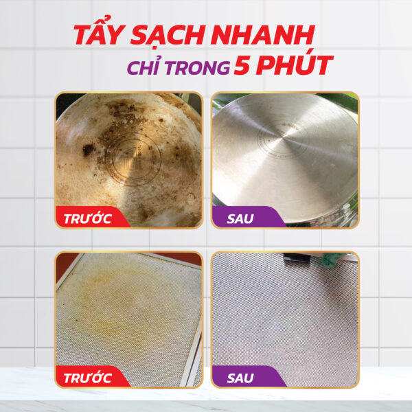 Siêu tẩy dầu mỡ OBAY 450ml ( tẩy hút mùi nhà bếp, bếp gas, đáy xoong, mặt bếp….) - Hình ảnh 5