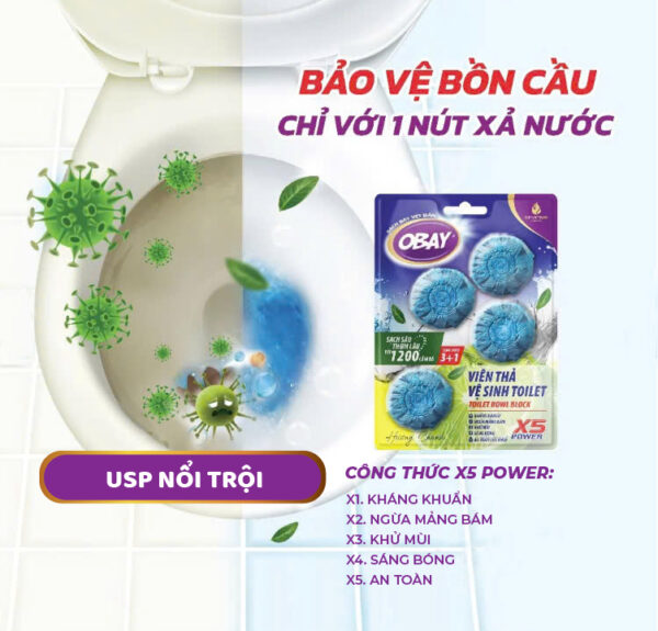 Viên thả vệ sinh Toilet Obay hương chanh 200g/vỉ  - Hình ảnh 2