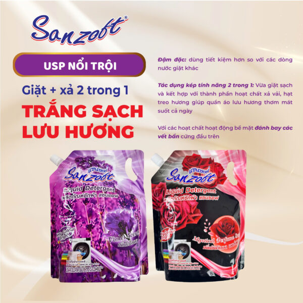 Nước giặt xả đậm đặc Sanzoft 6 in 1 2000ml - Hình ảnh 2