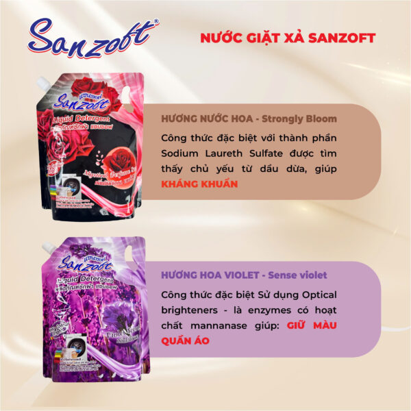 Nước giặt xả đậm đặc Sanzoft 6 in 1 2000ml - Hình ảnh 3