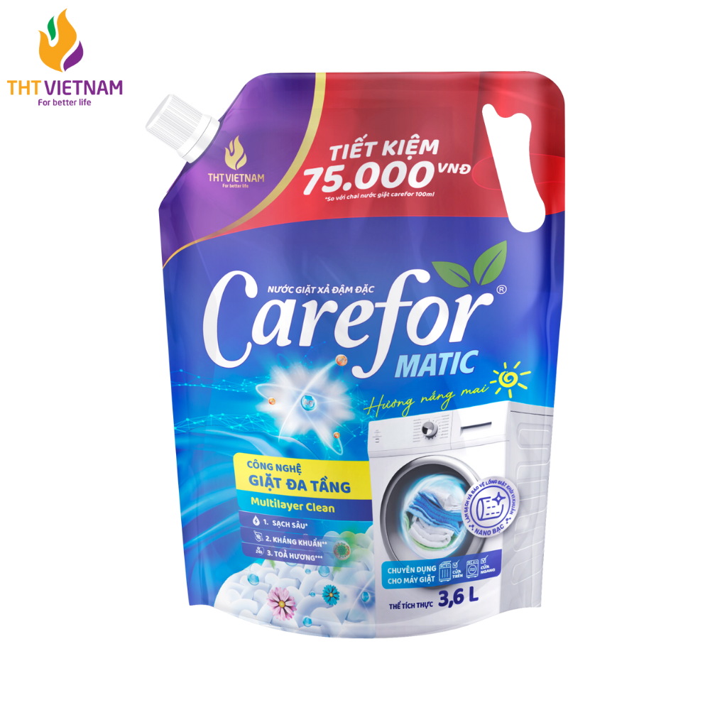 Nước giặt xả đậm đặc Carefor Matic 3600ml ( hương nắng mai)