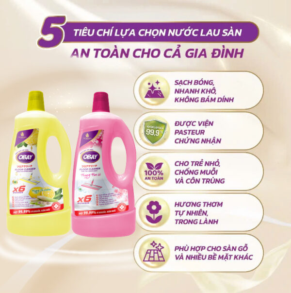 Nước lau sàn đậm đặc Obay 1900ml - Hình ảnh 2