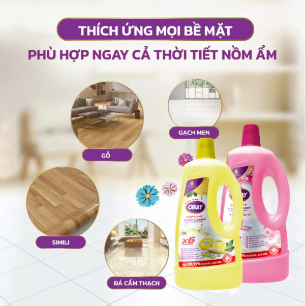 Nước lau sàn đậm đặc Obay 1900ml